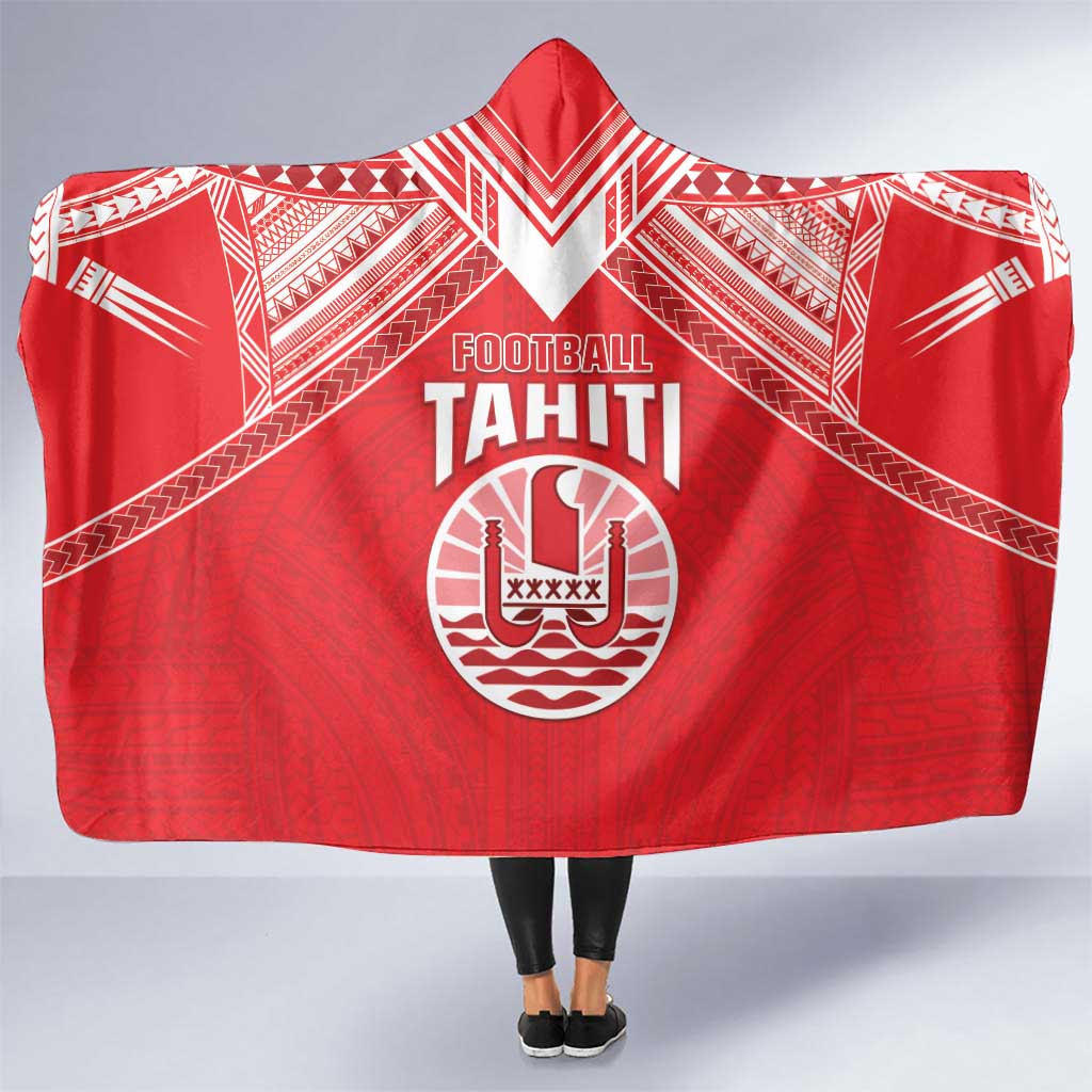 Tahiti Football Hooded Blanket Coat Of Arms Polynesian Tribal Pattern