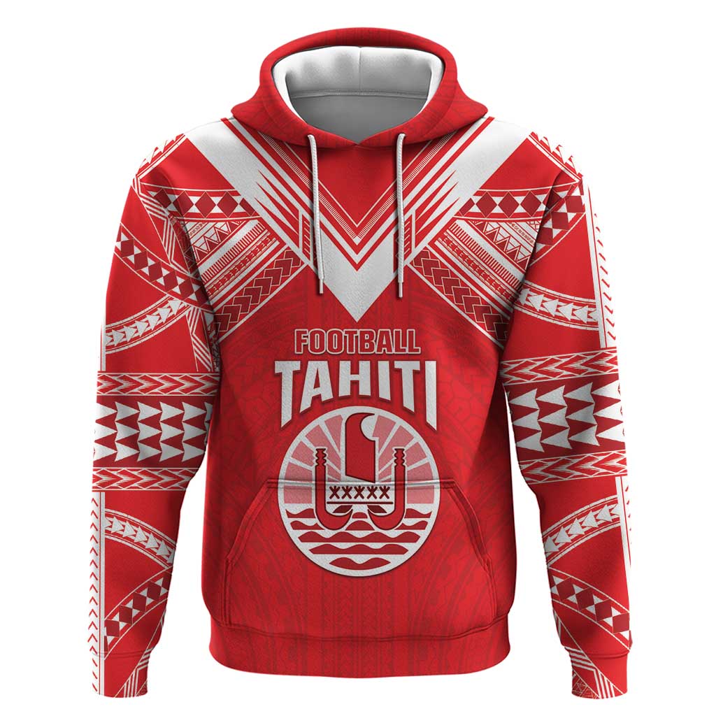 Custom Tahiti Football Hoodie Coat Of Arms Polynesian Tribal Pattern LT05 Pullover Hoodie Red - Polynesian Pride