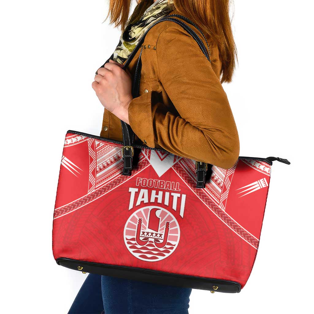 Tahiti Football Leather Tote Bag Coat Of Arms Polynesian Tribal Pattern