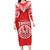 Custom Tahiti Football Long Sleeve Bodycon Dress Coat Of Arms Polynesian Tribal Pattern