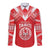 Custom Tahiti Football Long Sleeve Button Shirt Coat Of Arms Polynesian Tribal Pattern