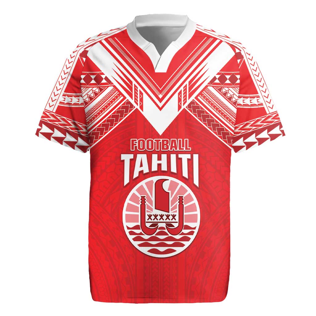 Custom Tahiti Football Rugby Jersey Coat Of Arms Polynesian Tribal Pattern