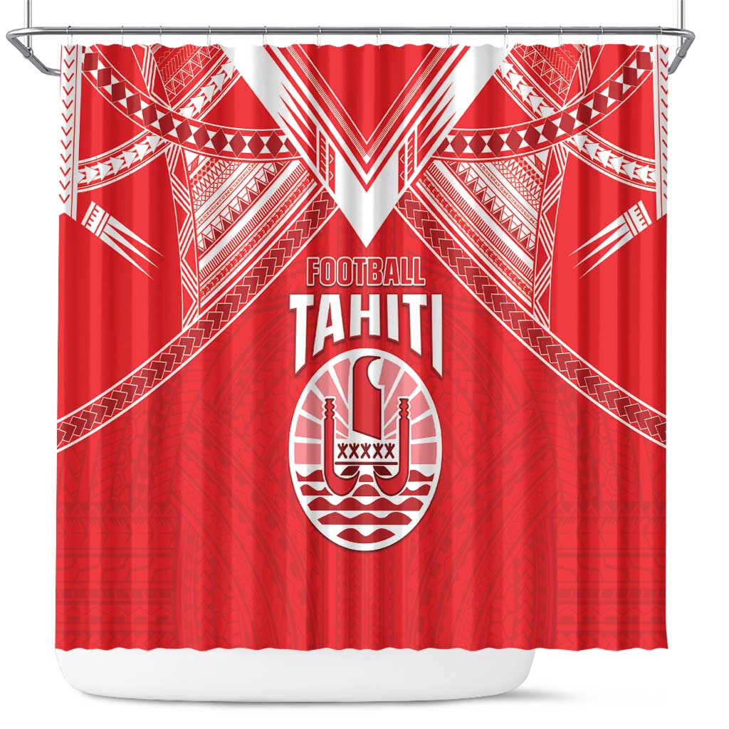 Tahiti Football Shower Curtain Coat Of Arms Polynesian Tribal Pattern