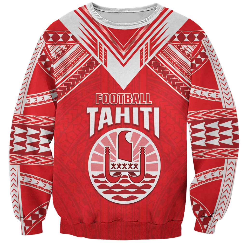 Custom Tahiti Football Sweatshirt Coat Of Arms Polynesian Tribal Pattern