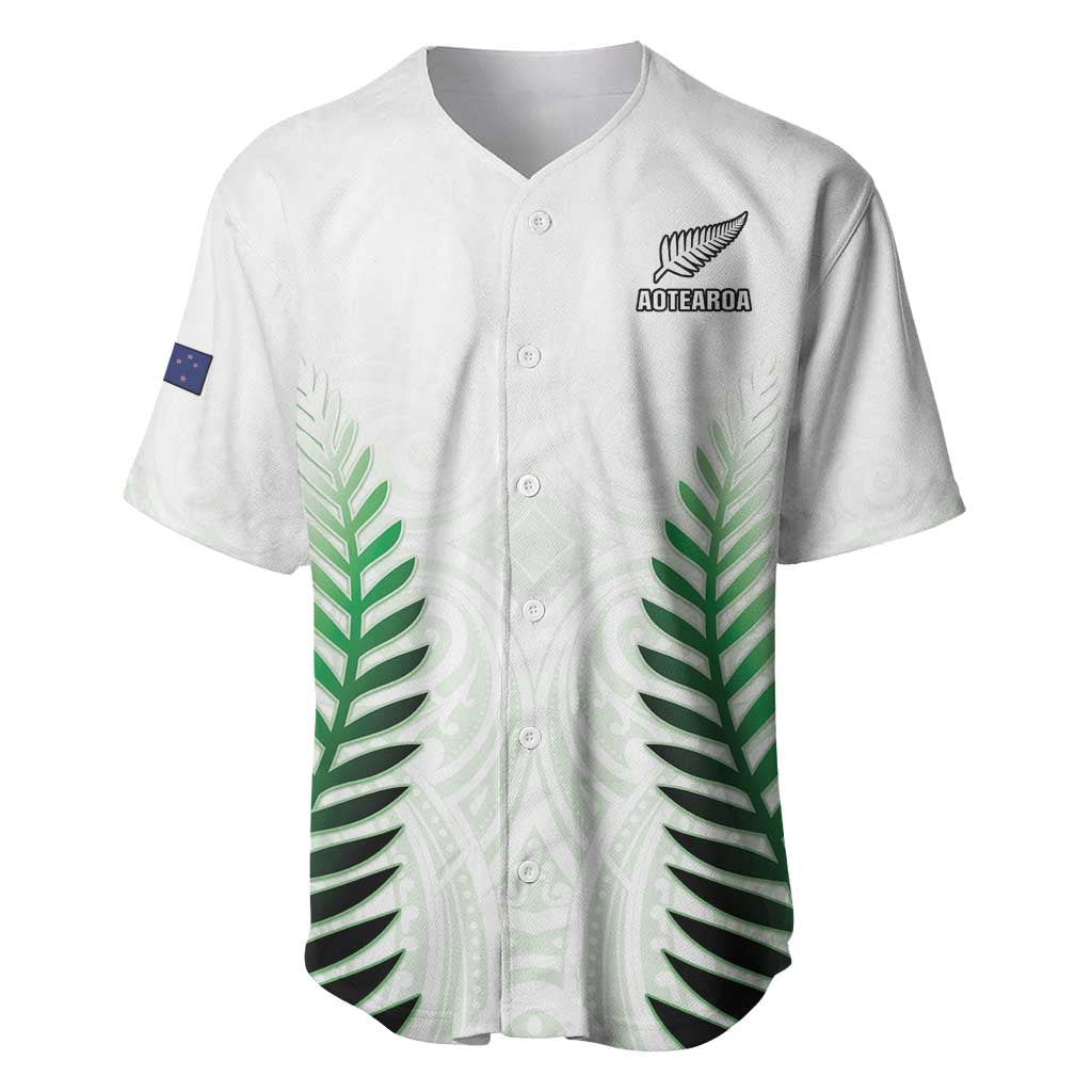 Custom New Zealand Fern Football Baseball Jersey Simple Style LT05 White - Polynesian Pride