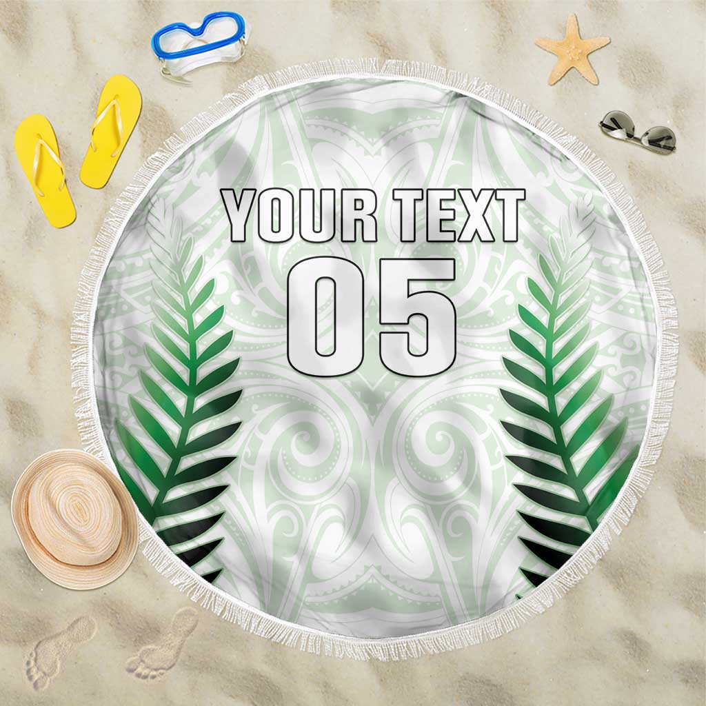 Custom New Zealand Fern Football Beach Blanket Simple Style LT05 One Size 150cm White - Polynesian Pride
