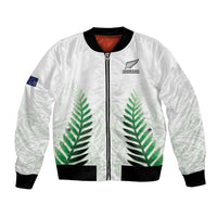 Custom New Zealand Fern Football Bomber Jacket Simple Style LT05 Unisex White - Polynesian Pride