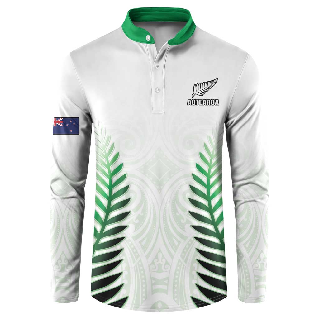 Custom New Zealand Fern Football Button Sweatshirt Simple Style LT05 White - Polynesian Pride