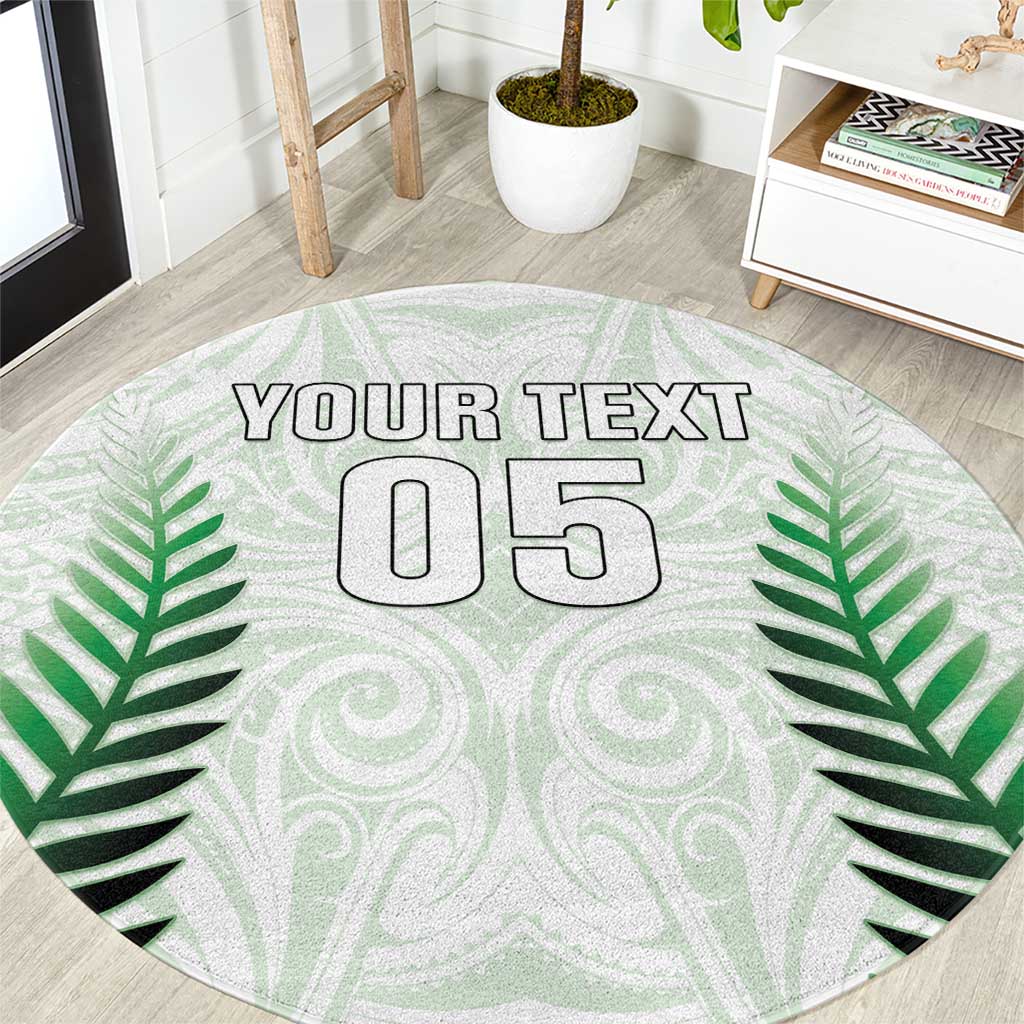 Custom New Zealand Fern Football Round Carpet Simple Style LT05 White - Polynesian Pride