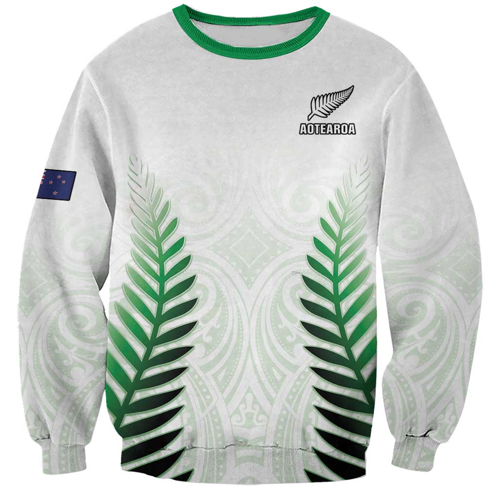 Custom New Zealand Fern Football Sweatshirt Simple Style LT05 Unisex White - Polynesian Pride