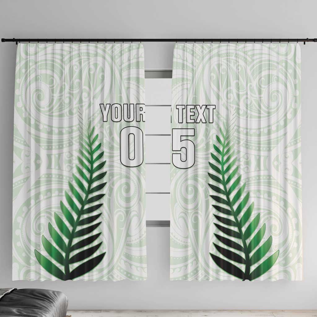 Custom New Zealand Fern Football Window Curtain Simple Style LT05 With Hooks White - Polynesian Pride