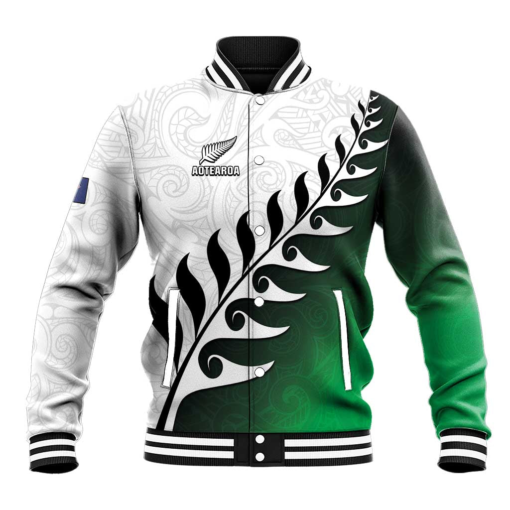 Custom New Zealand Football Baseball Jacket Go Aotearoa LT05 Unisex Green - Polynesian Pride