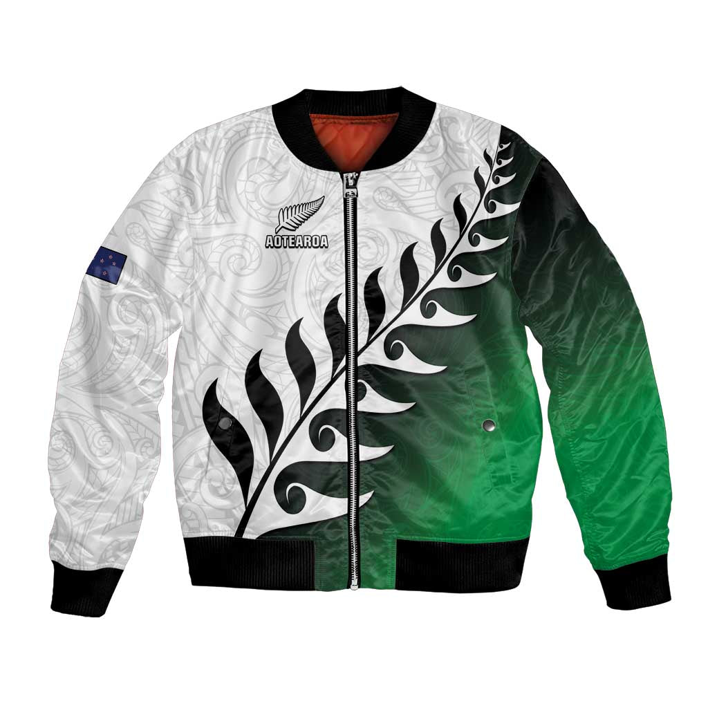 Custom New Zealand Football Bomber Jacket Go Aotearoa LT05 Unisex Green - Polynesian Pride