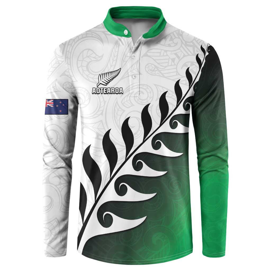 Custom New Zealand Football Button Sweatshirt Go Aotearoa LT05 Green - Polynesian Pride