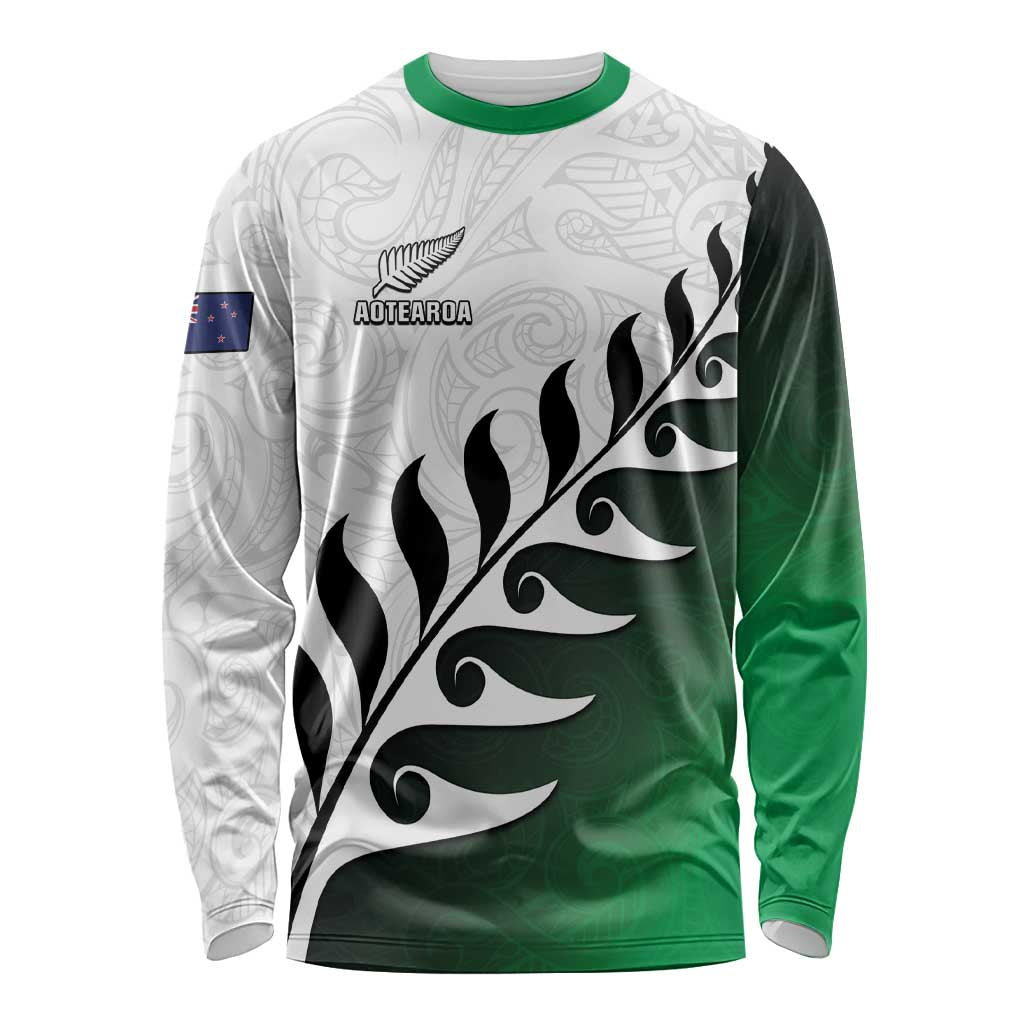 Custom New Zealand Football Long Sleeve Shirt Go Aotearoa LT05 Unisex Green - Polynesian Pride