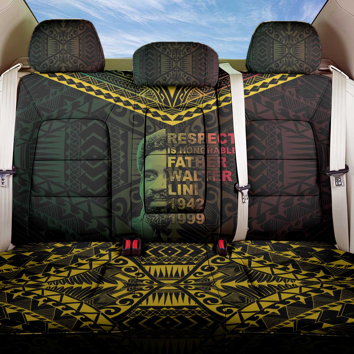 Happy Vanuatu Father Lini Day Back Car Seat Cover LT05 One Size Black - Polynesian Pride