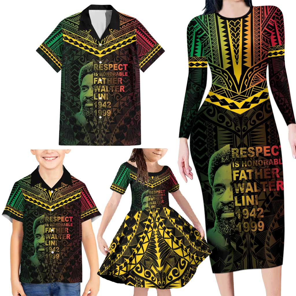 Happy Vanuatu Father Lini Day Family Matching Long Sleeve Bodycon Dress and Hawaiian Shirt