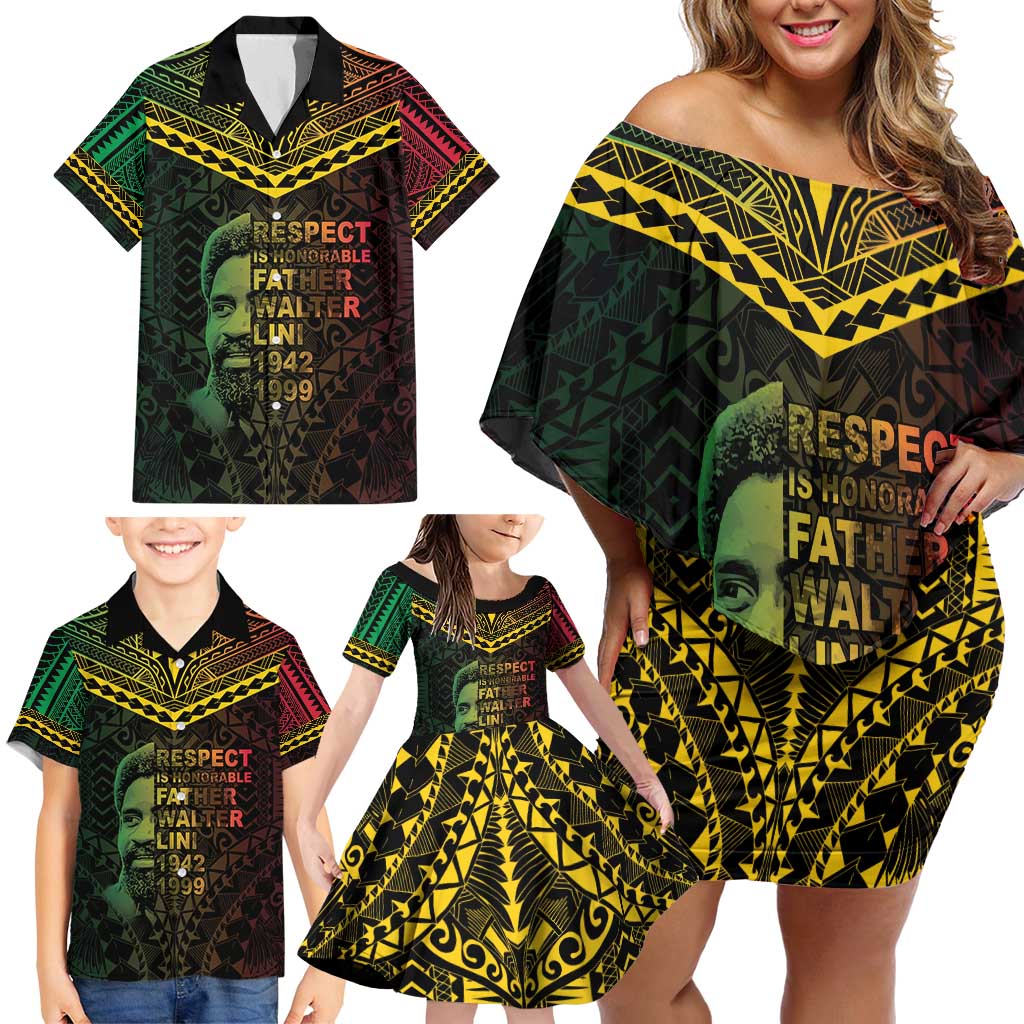 Happy Vanuatu Father Lini Day Family Matching Off Shoulder Short Dress and Hawaiian Shirt