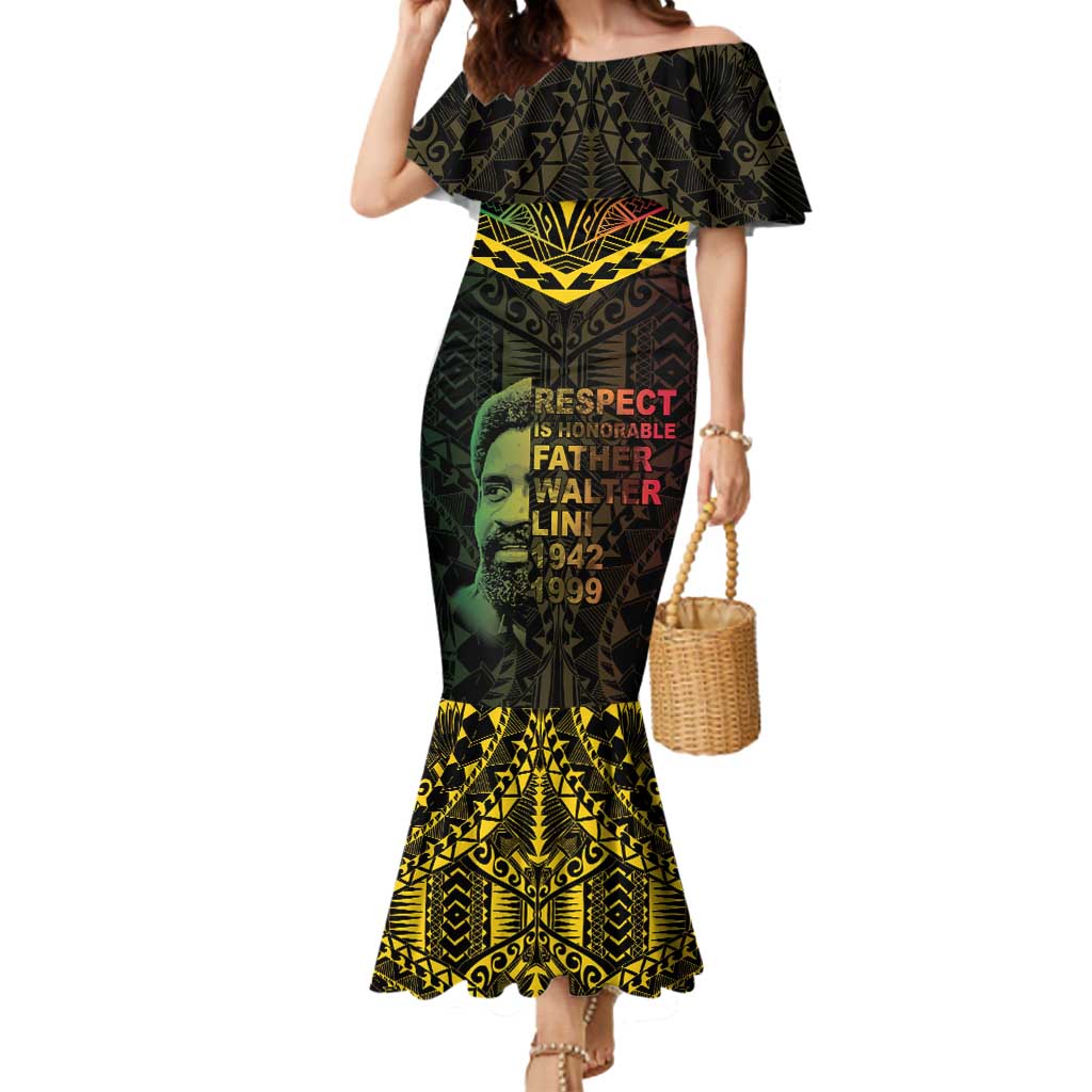 Happy Vanuatu Father Lini Day Mermaid Dress LT05 Women Black - Polynesian Pride