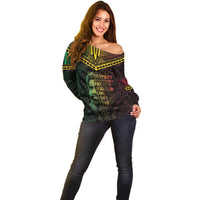 Happy Vanuatu Father Lini Day Off Shoulder Sweater LT05 - Polynesian Pride