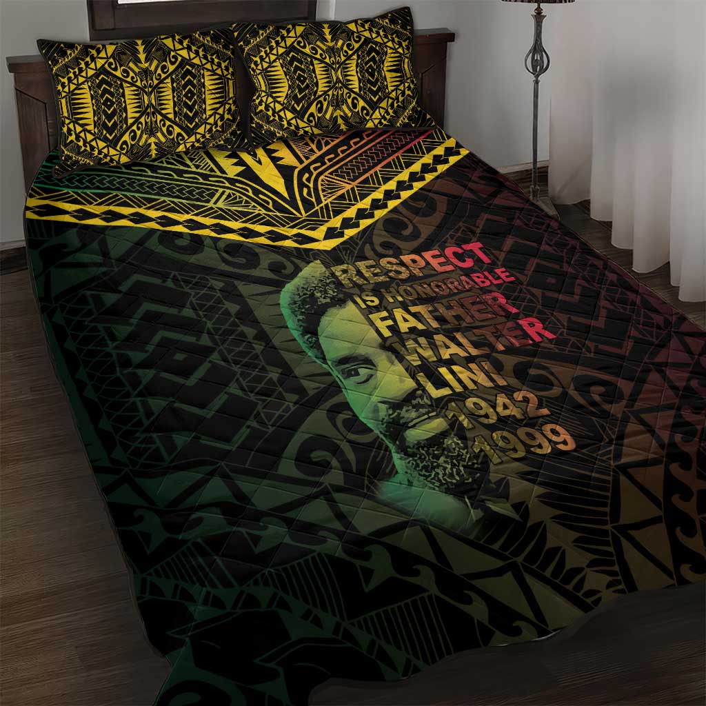 Happy Vanuatu Father Lini Day Quilt Bed Set LT05 Black - Polynesian Pride