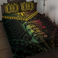 Happy Vanuatu Father Lini Day Quilt Bed Set LT05 Black - Polynesian Pride