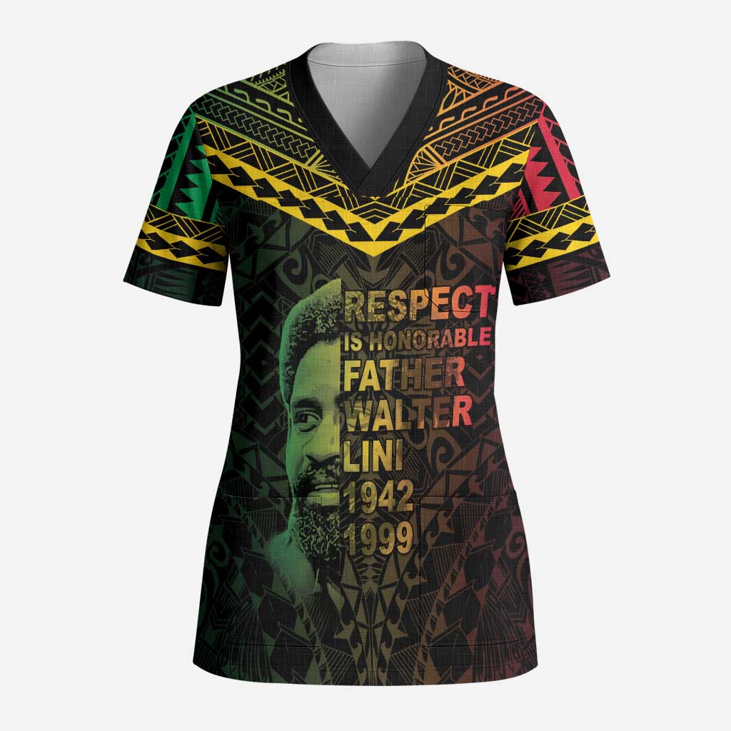 Happy Vanuatu Father Lini Day Scrub Top LT05 Adult Black - Polynesian Pride