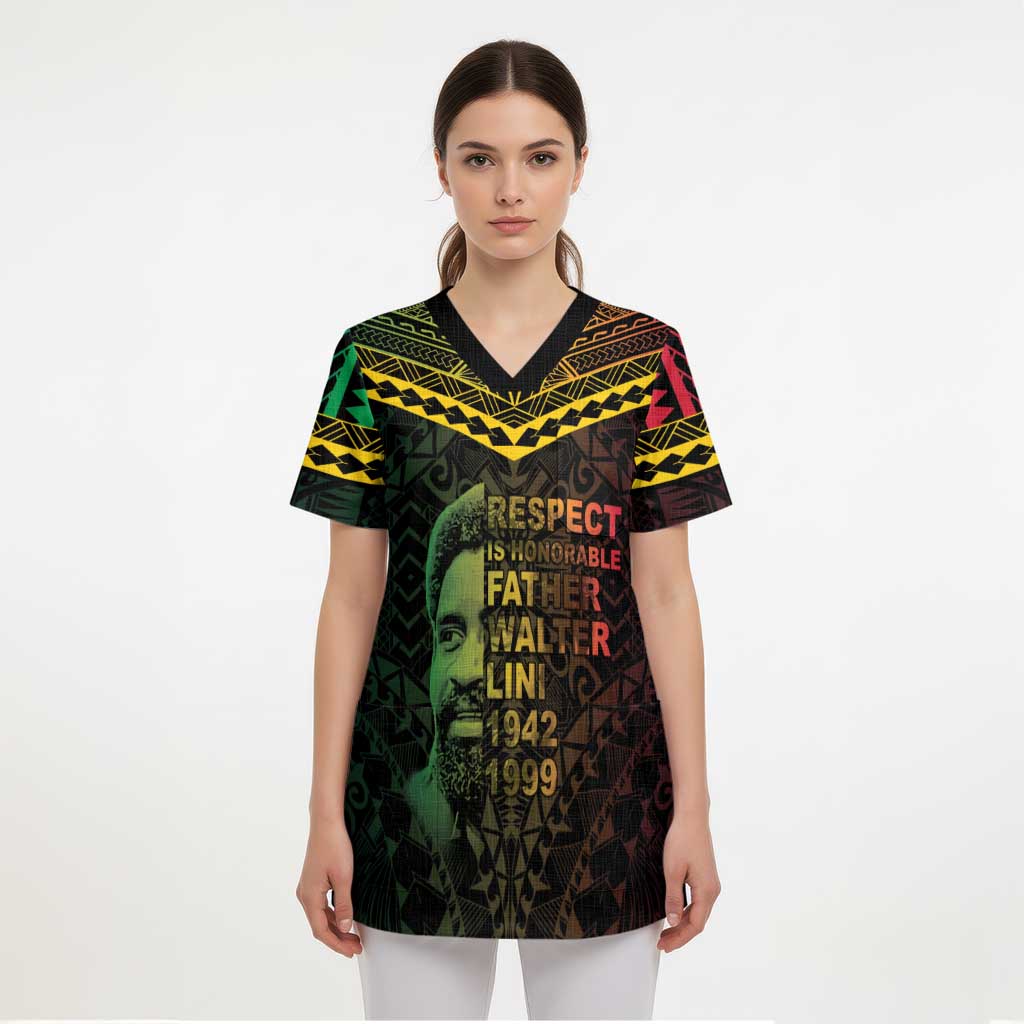 Happy Vanuatu Father Lini Day Scrub Top LT05 - Polynesian Pride