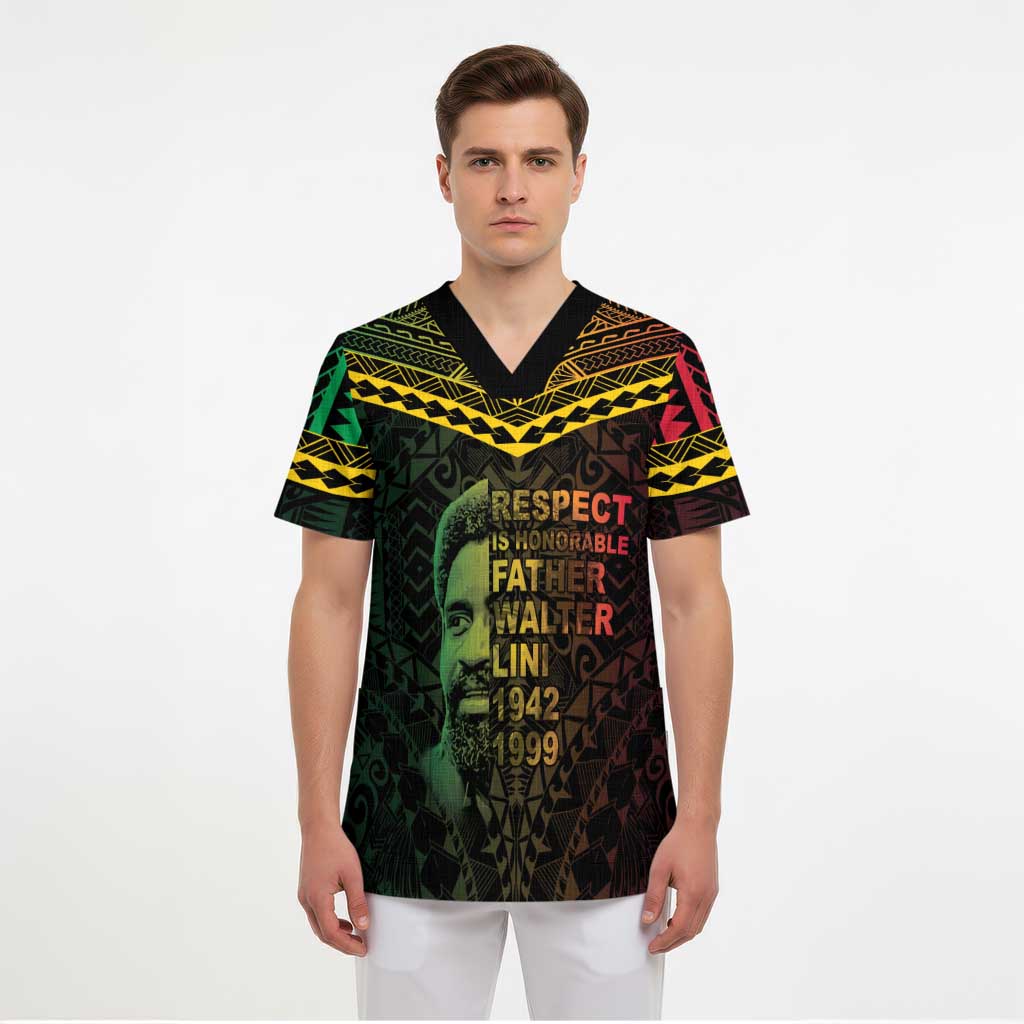 Happy Vanuatu Father Lini Day Scrub Top LT05 - Polynesian Pride