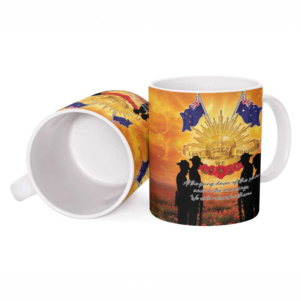 ANZAC Day Ceramic Mug Remembrance Tribute Soldiers And Poppy Field LT05 - Polynesian Pride