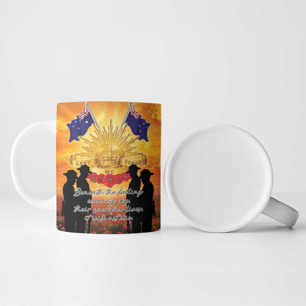 ANZAC Day Ceramic Mug Remembrance Tribute Soldiers And Poppy Field LT05 - Polynesian Pride