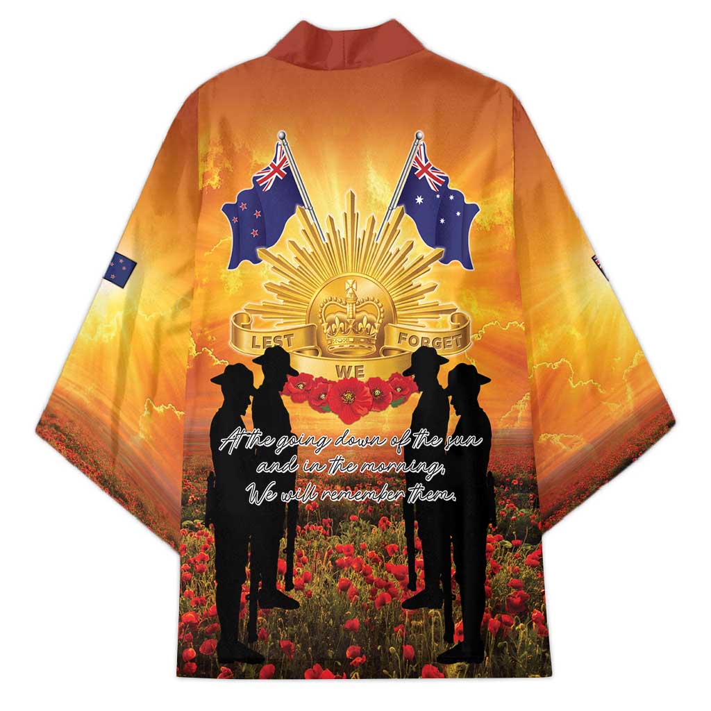ANZAC Day Kimono Remembrance Tribute Soldiers And Poppy Field LT05 - Polynesian Pride
