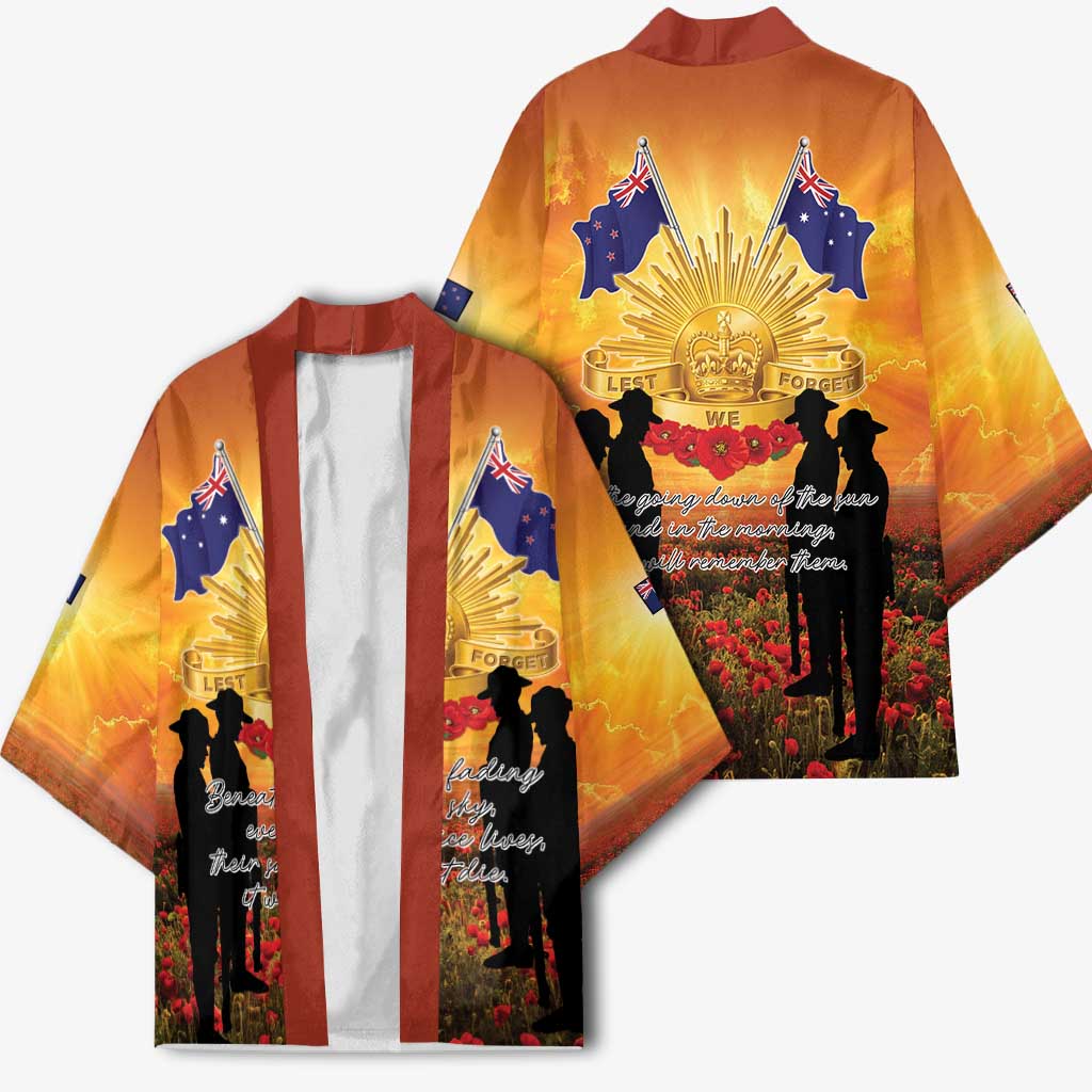 ANZAC Day Kimono Remembrance Tribute Soldiers And Poppy Field LT05 - Polynesian Pride