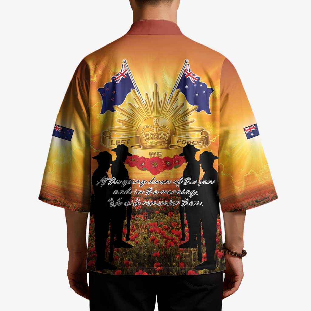 ANZAC Day Kimono Remembrance Tribute Soldiers And Poppy Field LT05 - Polynesian Pride
