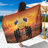 ANZAC Day Sarong Remembrance Tribute Soldiers And Poppy Field LT05 One Size 44 x 66 inches Orange - Polynesian Pride