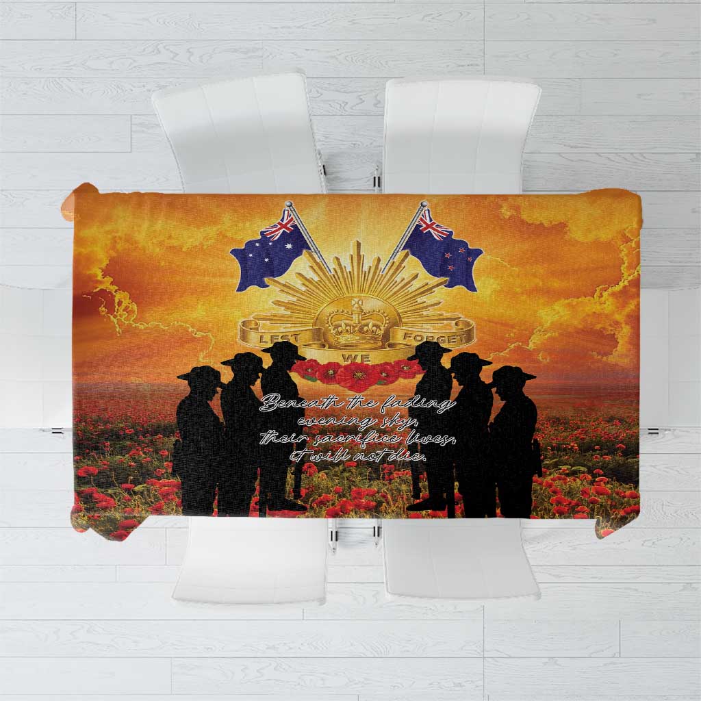 ANZAC Day Tablecloth Remembrance Tribute Soldiers And Poppy Field LT05 Orange - Polynesian Pride