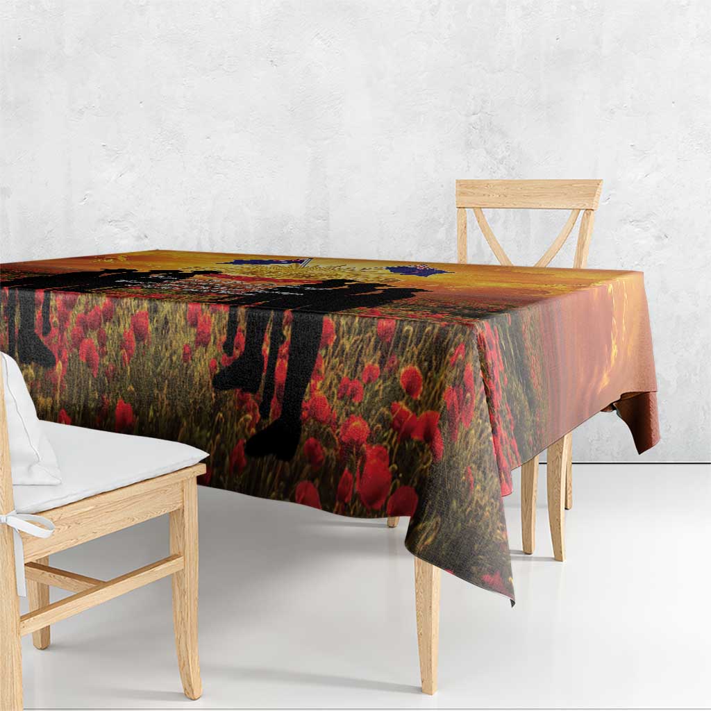 ANZAC Day Tablecloth Remembrance Tribute Soldiers And Poppy Field LT05 - Polynesian Pride
