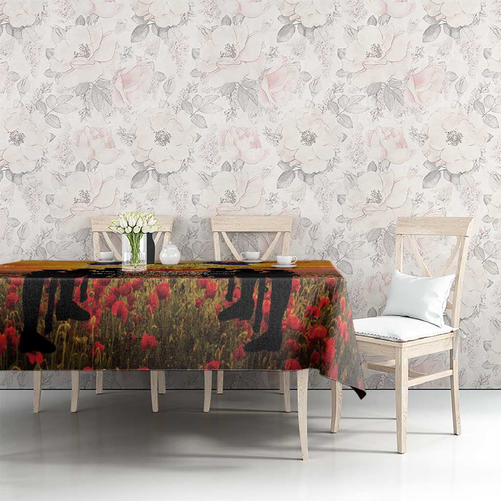 ANZAC Day Tablecloth Remembrance Tribute Soldiers And Poppy Field LT05 - Polynesian Pride