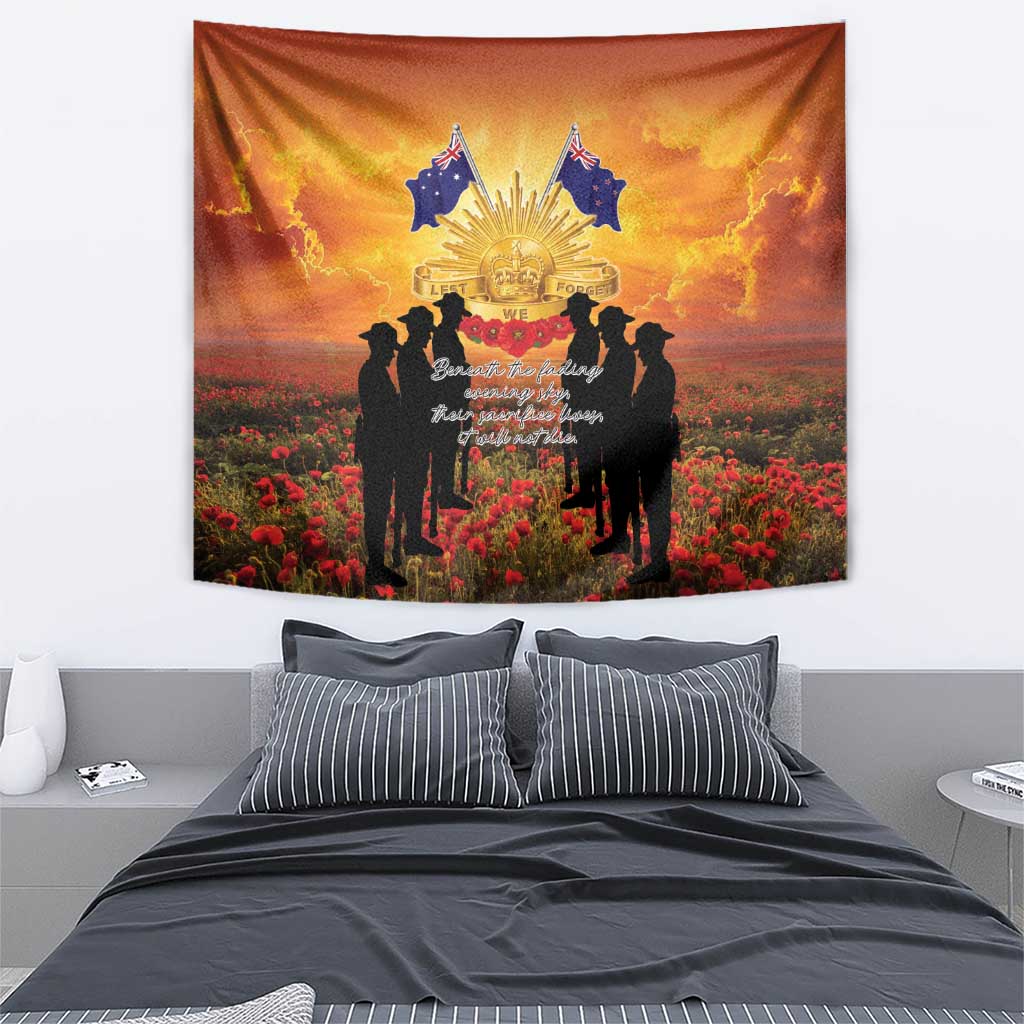 ANZAC Day Tapestry Remembrance Tribute Soldiers And Poppy Field LT05 - Polynesian Pride