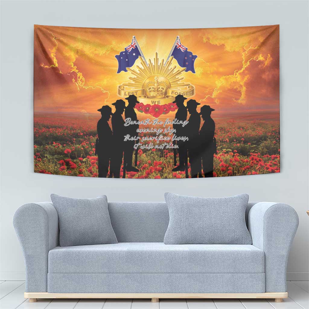 ANZAC Day Tapestry Remembrance Tribute Soldiers And Poppy Field LT05 - Polynesian Pride