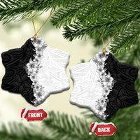 Hawaii Hibiscus Flowers Ceramic Ornament Grayscale Polynesian Pattern