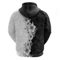 Hawaii Hibiscus Flowers Hoodie Grayscale Polynesian Pattern LT05 - Polynesian Pride