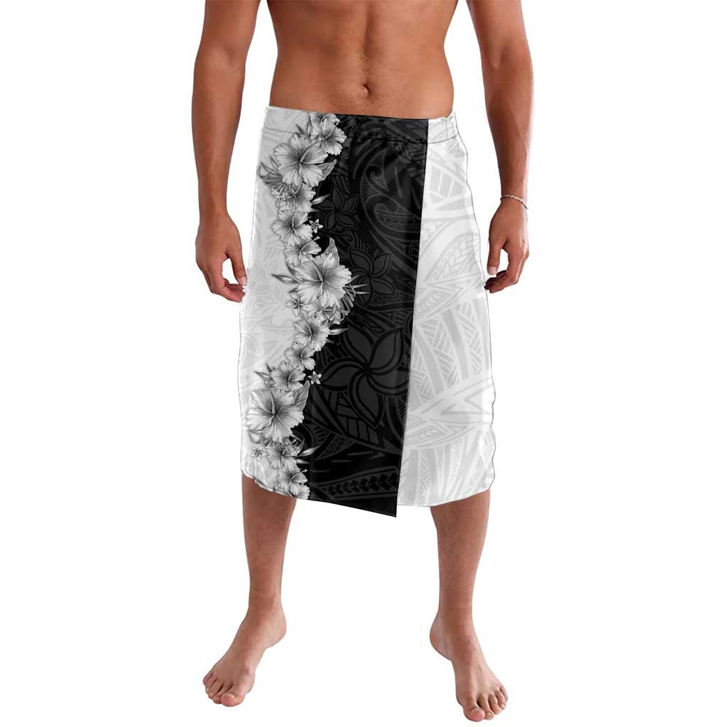 Hawaii Hibiscus Flowers Lavalava Grayscale Polynesian Pattern LT05 Black - Polynesian Pride