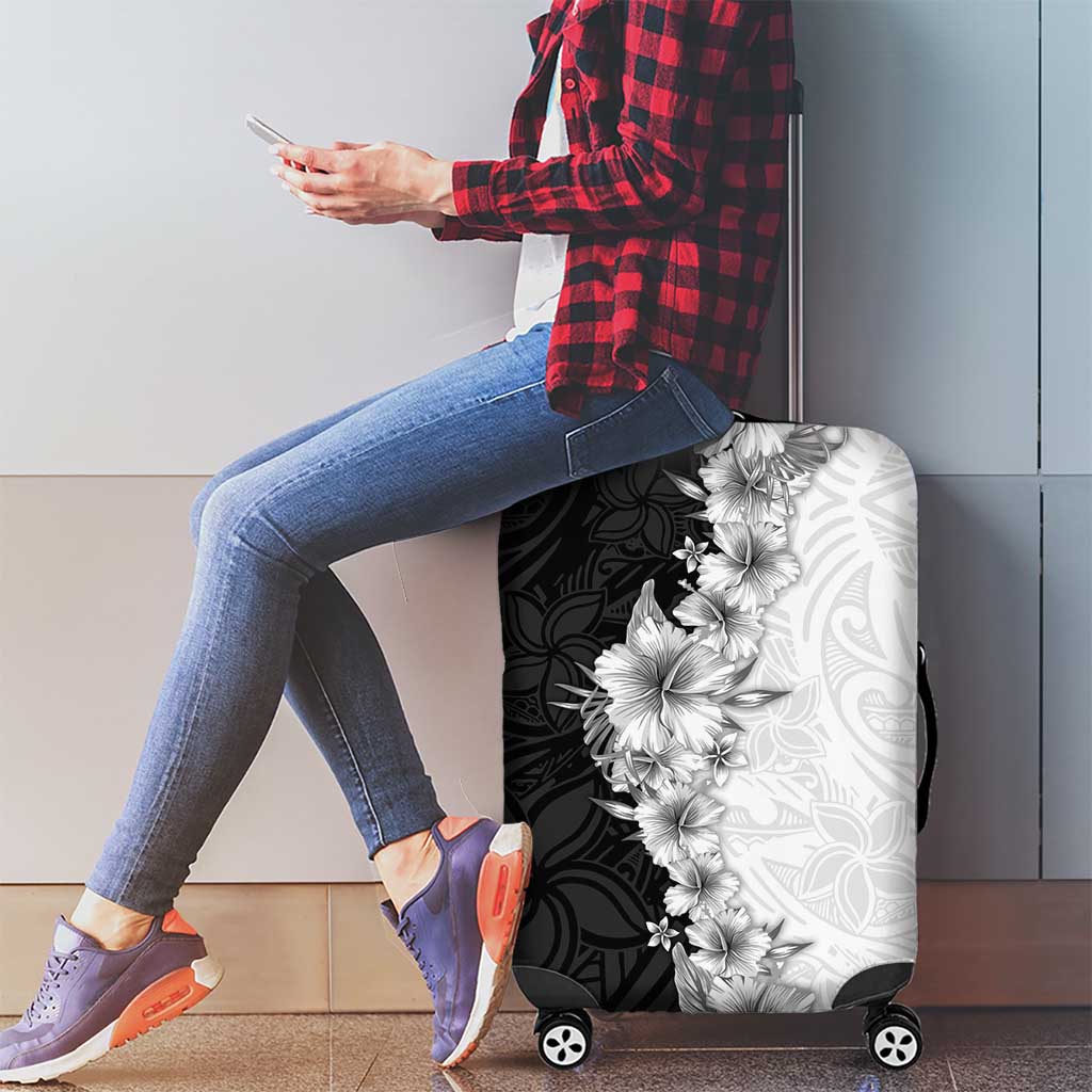 Hawaii Hibiscus Flowers Luggage Cover Grayscale Polynesian Pattern LT05 - Polynesian Pride