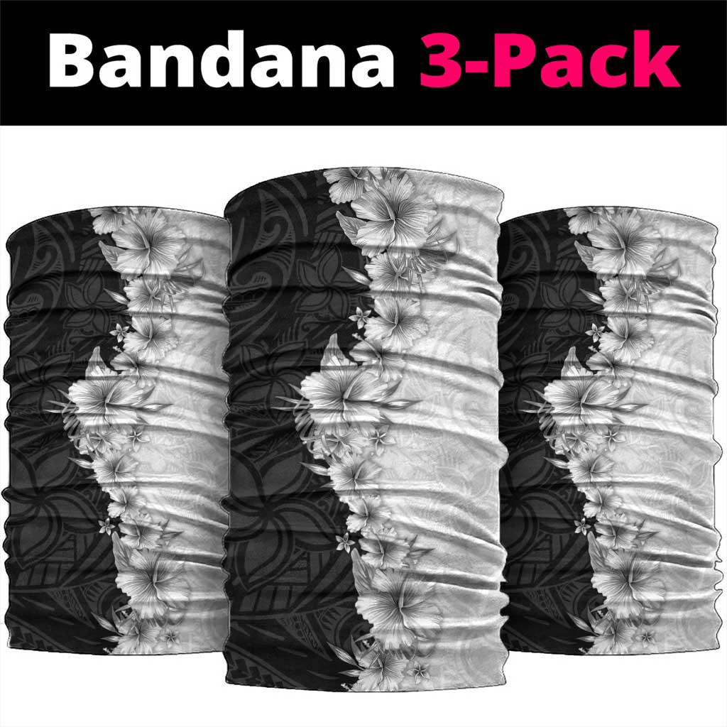 Hawaii Hibiscus Flowers Neck Gaiter Grayscale Polynesian Pattern LT05 package One Size: 25*50cm Black - Polynesian Pride