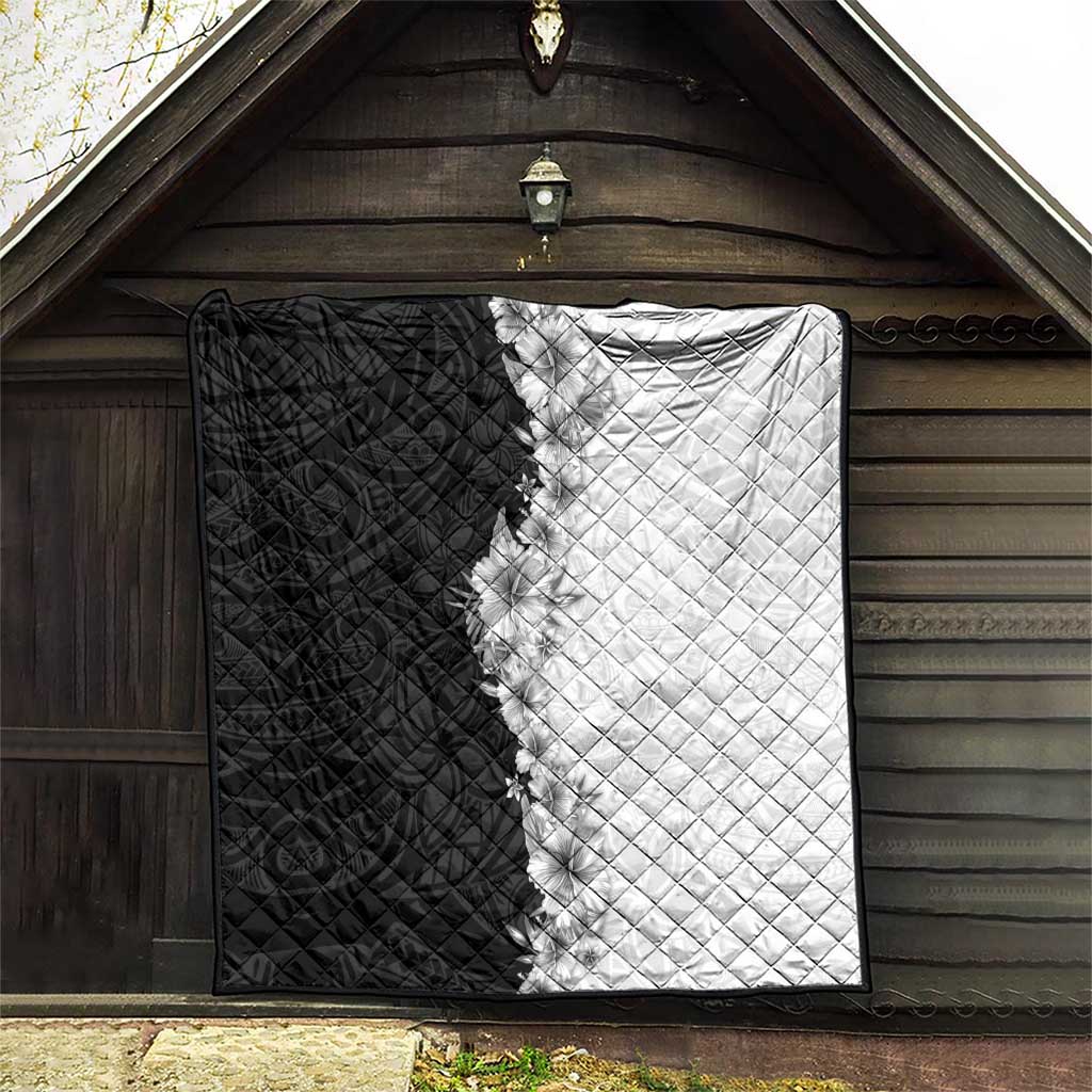 Hawaii Hibiscus Flowers Quilt Grayscale Polynesian Pattern LT05 - Polynesian Pride