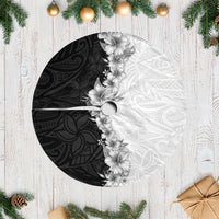 Hawaii Hibiscus Flowers Tree Skirt Grayscale Polynesian Pattern