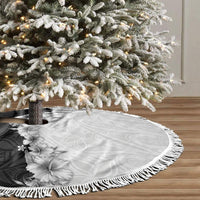 Hawaii Hibiscus Flowers Tree Skirt Grayscale Polynesian Pattern