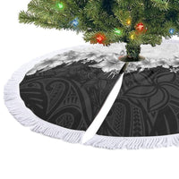 Hawaii Hibiscus Flowers Tree Skirt Grayscale Polynesian Pattern