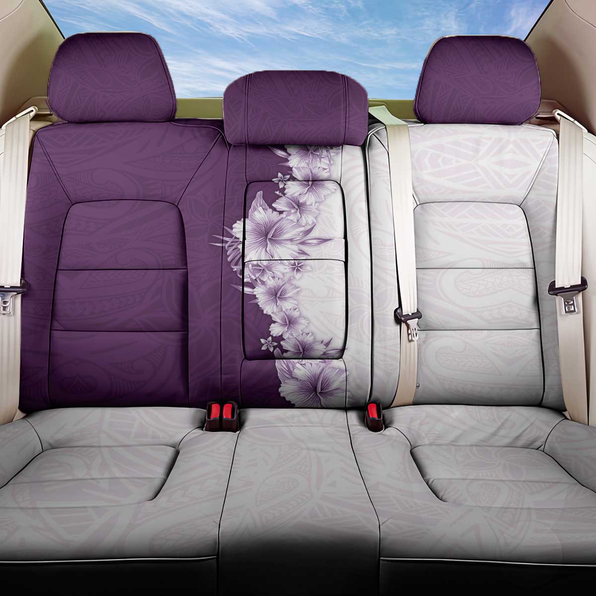 Hawaii Hibiscus Flowers Back Car Seat Cover Purple Polynesian Pattern LT05 One Size Purple - Polynesian Pride